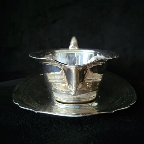Vtg Amesbury 9421 Silverplate Gravy Boat with Underplate By Wallace Silver *Read - Picture 4 of 13